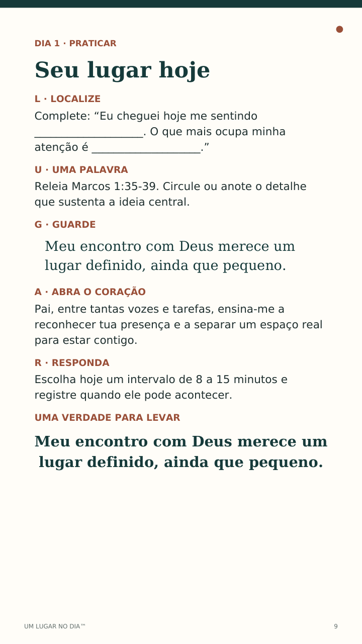 Página real de prática do Método LUGAR